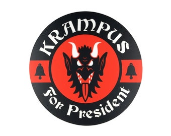 Krampus For President circle sticker | Krampus | Krampus | Christmas Yule demon