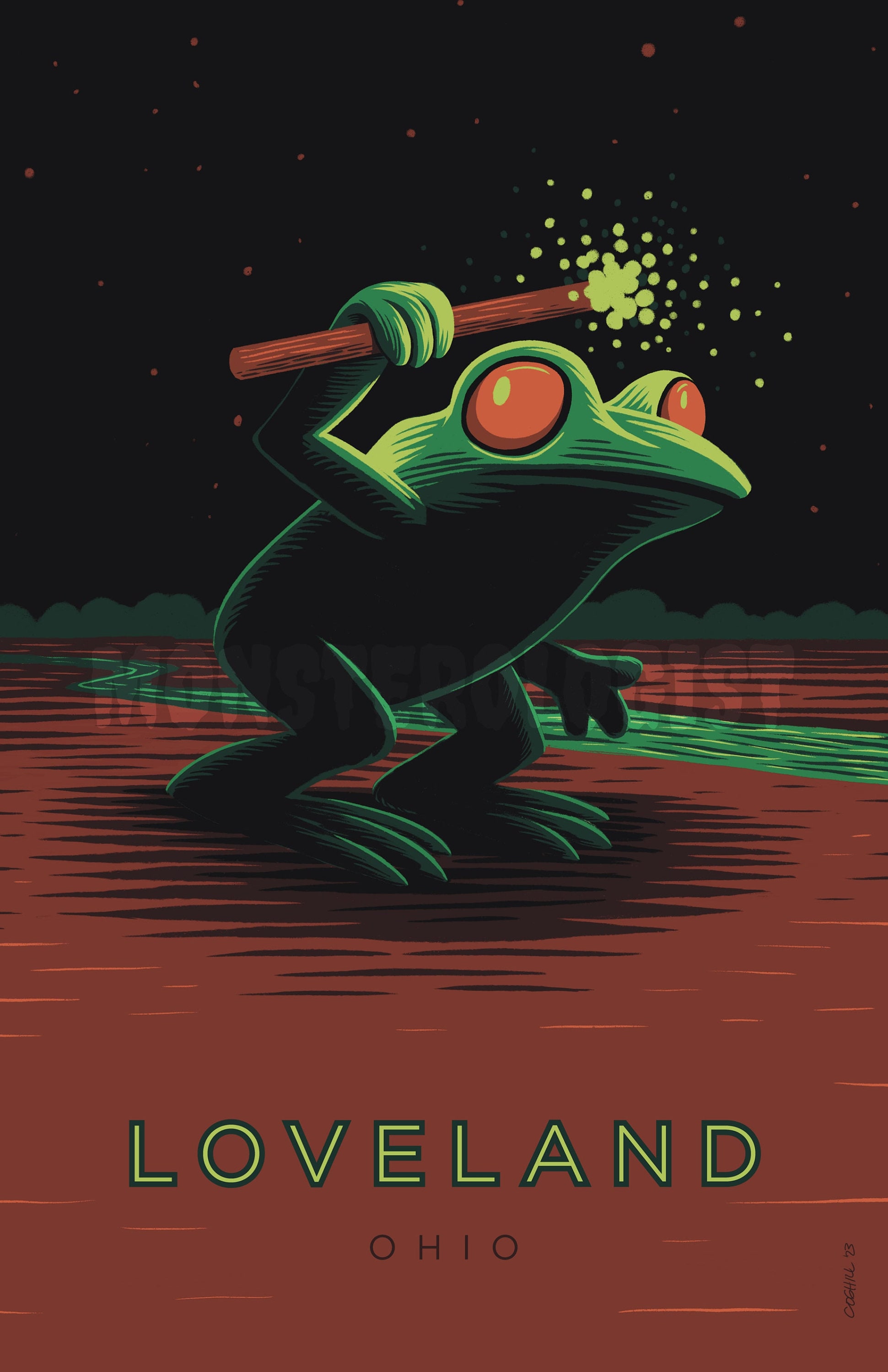 Loveland, Ohio Frogman Travel Poster 11x17 | Loveland Frogman