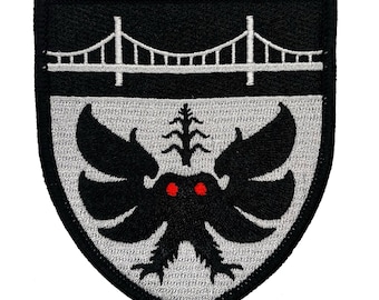 Mothman Heraldic patch | Mothman | Mothman | cryptid Point Pleasant West Virginia