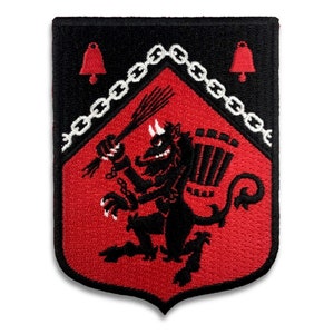 Krampus Rampant heraldic shield embroidered patch | Krampus | Krampus | Christmas Yule demon