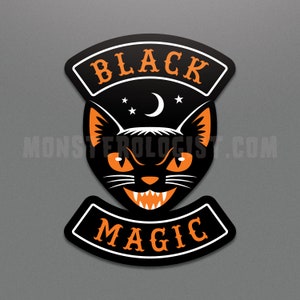 Black Magic sticker | motorcycle club vintage Halloween cat die-cut