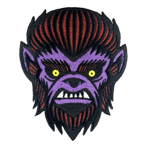 Wolf Man head embroidered patch | werewolf classic horror monster