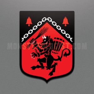 Krampus Rampant heraldic shield sticker | Krampus | Krampus | Christmas Yule demon