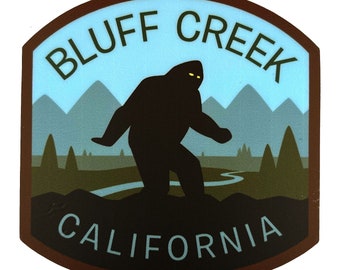 Bluff Creek, California Travel Sticker | Bigfoot | cryptozoology | Bigfoot Sasquatch cryptid