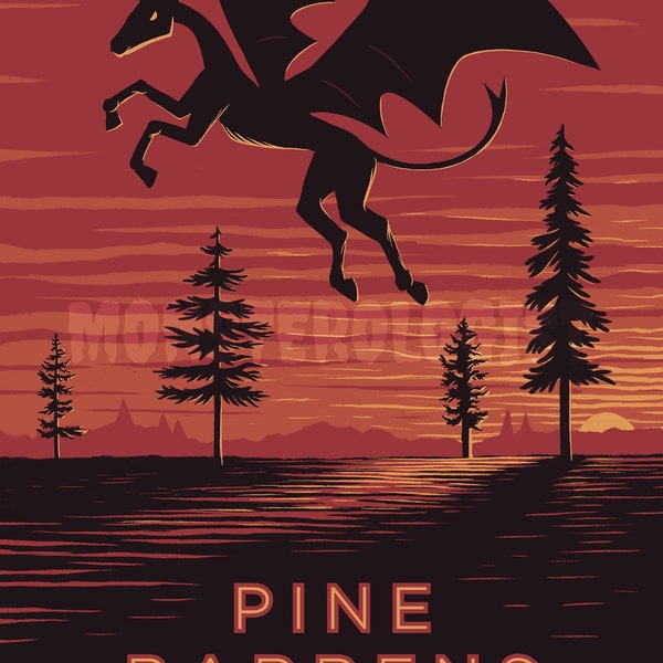 Pine Barrens, New Jersey (Jersey Devil) travel poster 11x17 | Jersey Devil | cryptozoology