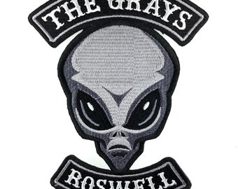 Toppa ricamata aliena The Grays / Alieni e UFO / criptozoologia / UFO alieno UAP disco volante