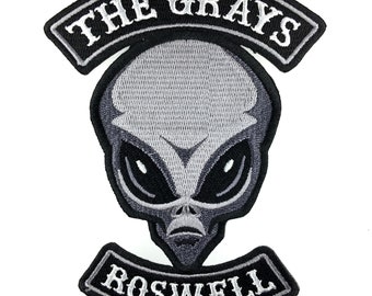 The Grays alien/UFO cryptozoology motorcycle club biker embroidered patch Roswell paranormal conspiracy