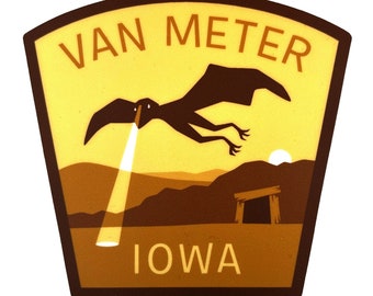 Van Meter, Iowa Travel Sticker | Van Meter Visitor | cryptozoology | cryptid cryptozoology monster