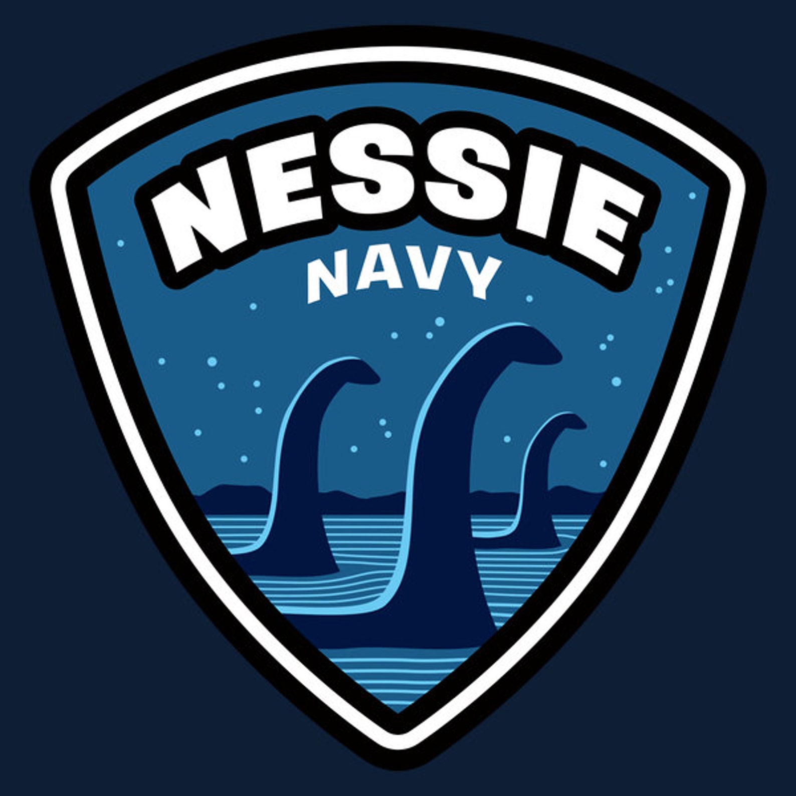 T me navy drops. Navy t Shirt. Nessie Blue. REALVINYL Nessie logo. T-Shirts with Patches.