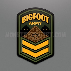 Bigfoot Army military insignia cryptozoology sticker | Bigfoot | cryptozoology | Bigfoot Sasquatch cryptid