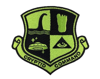 Cryptid Command embroidered patch | Bigfoot • Loch Ness Monster • UFO/Alien | cryptozoology paranormal military badge