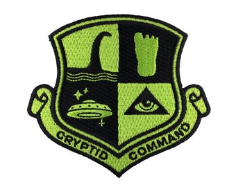 Cryptid Command embroidered patch | Bigfoot • Loch Ness Monster • UFO/Alien | cryptozoology paranormal military badge