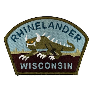 Rhinelander, Wisconsin Travel Patch | Hodag | cryptozoology | cryptid cryptozoology monster