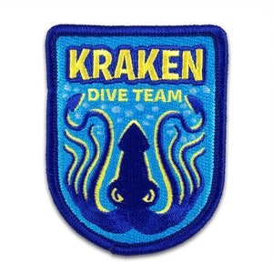 Kraken Dive Team embroidered patch | cryptozoology paranormal monster military badge squid water ocean scuba snorkel