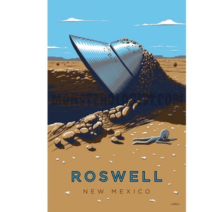 Roswell, New Mexico UFO crash travel postcard 4x6 print | UFO alien art