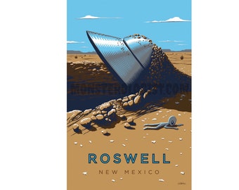 Roswell, New Mexico UFO crash travel postcard 4x6 print | UFO alien art