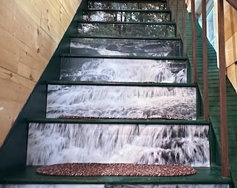 Stair Riser Decals - Flowing Waterfall Design