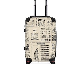 valise vintage pour menu de café | Bagage de voyage à imprimé café rétro