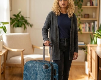 City Map Suitcase | Blue Urban Street Map Luggage Cover