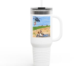 Summerhouse Beach Rescue Scene Travel Mug | 40oz Insulated Tumbler