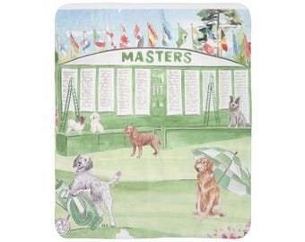 Manta para perros con diseño de marcador de golf Masters / Manta de forro polar Sherpa