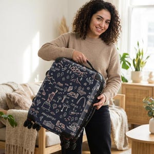 Maleta con ruedas/maletas con motivos de monumentos urbanos dibujados a mano