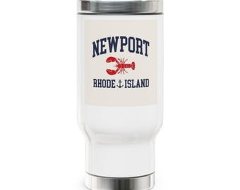 Taza de viaje de acero inoxidable con diseño de langosta de Newport, Rhode Island, 414 ml (14 oz).