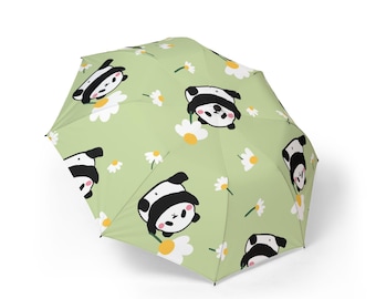 Cute Panda Floral Pattern Umbrella | Foldable Rain Umbrella