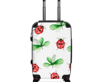 Ladybug and Clover Suitcase | Watercolor Insects Travel Luggage