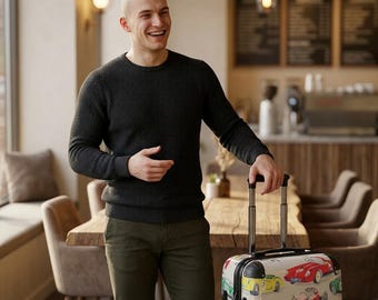 Vintage Race Car Suitcase | Kids Luggage, Retro Sports Car Print