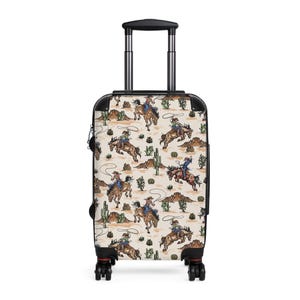 Cowboy Rodeo Pattern Suitcase | Western Cactus Travel Luggage