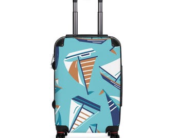 Resväska med segelbåtsmönster | Marinblå resväskor