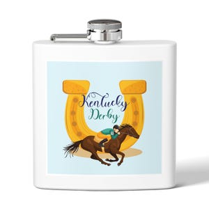 Kentucky Derby jockey on racehorse Flask | 6oz stainless steel