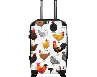 Chicken Breed Pattern Suitcase | Rooster Hen Travel Luggage