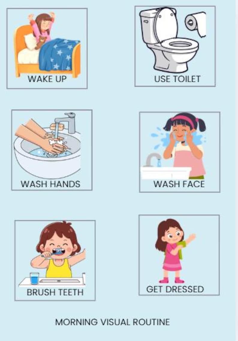 Autism Morning Visual Routine Cards Printable Daily Schedule_ Instant ...