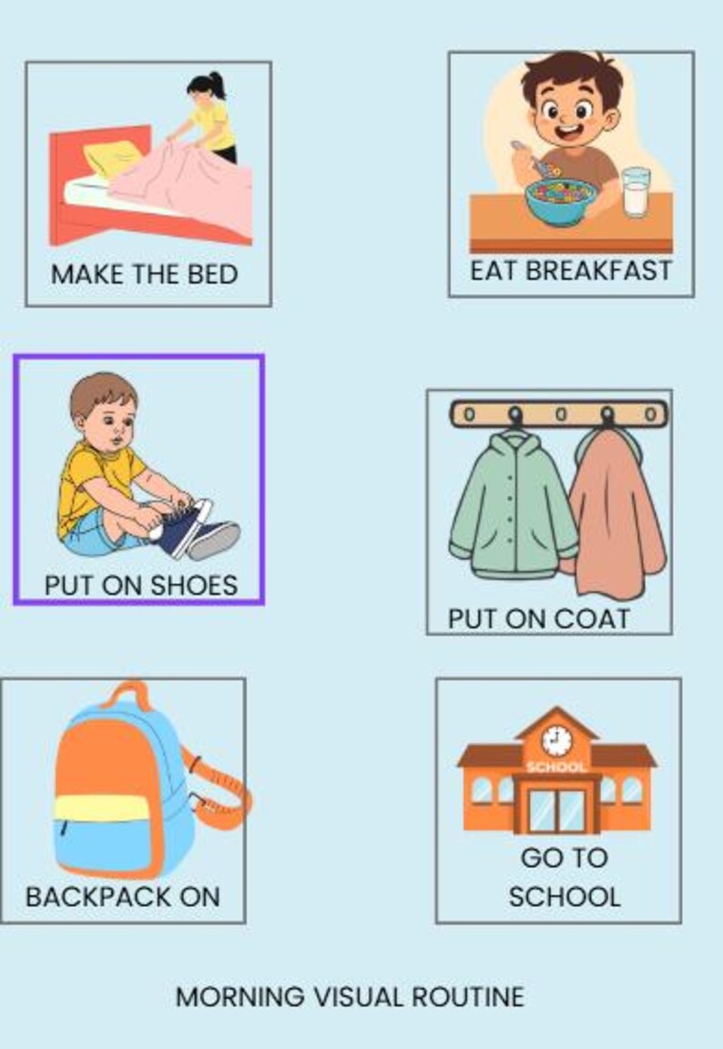 Autism Morning Visual Routine Cards Printable Daily Schedule_ Instant ...
