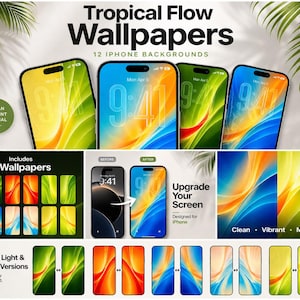 Tropical Flow iPhone Wallpaper Pack - 12 abstrakte Hintergründe mit Farbverlauf (Light & Reverse)