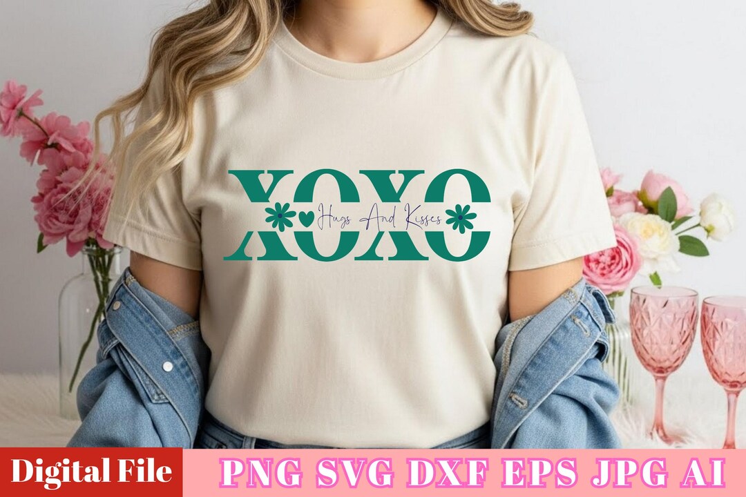 XOXO Hugs and Kisses Svg Cut File | Valentine Love Quote Design for ...