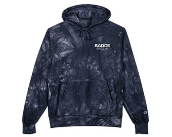 Black Marble Tie-Dye Hoodie | Embroidered Chest Logo | Police | Gift