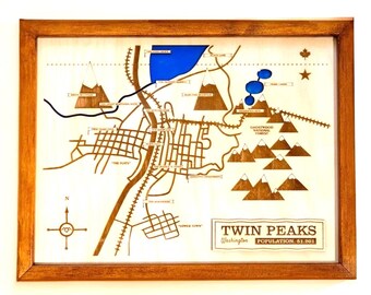 Twin Peaks Map Wooden, Resin Filled, Bookhouse Boys, Wood & Epoxy