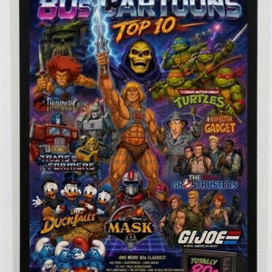 80er-Jahre-Cartoon-Poster | Thundercats | He-Man | TMNT-Wandbild | Retro-Cartoon-Geschenke (Digitaler Download) Premium-Digitalgrafik.