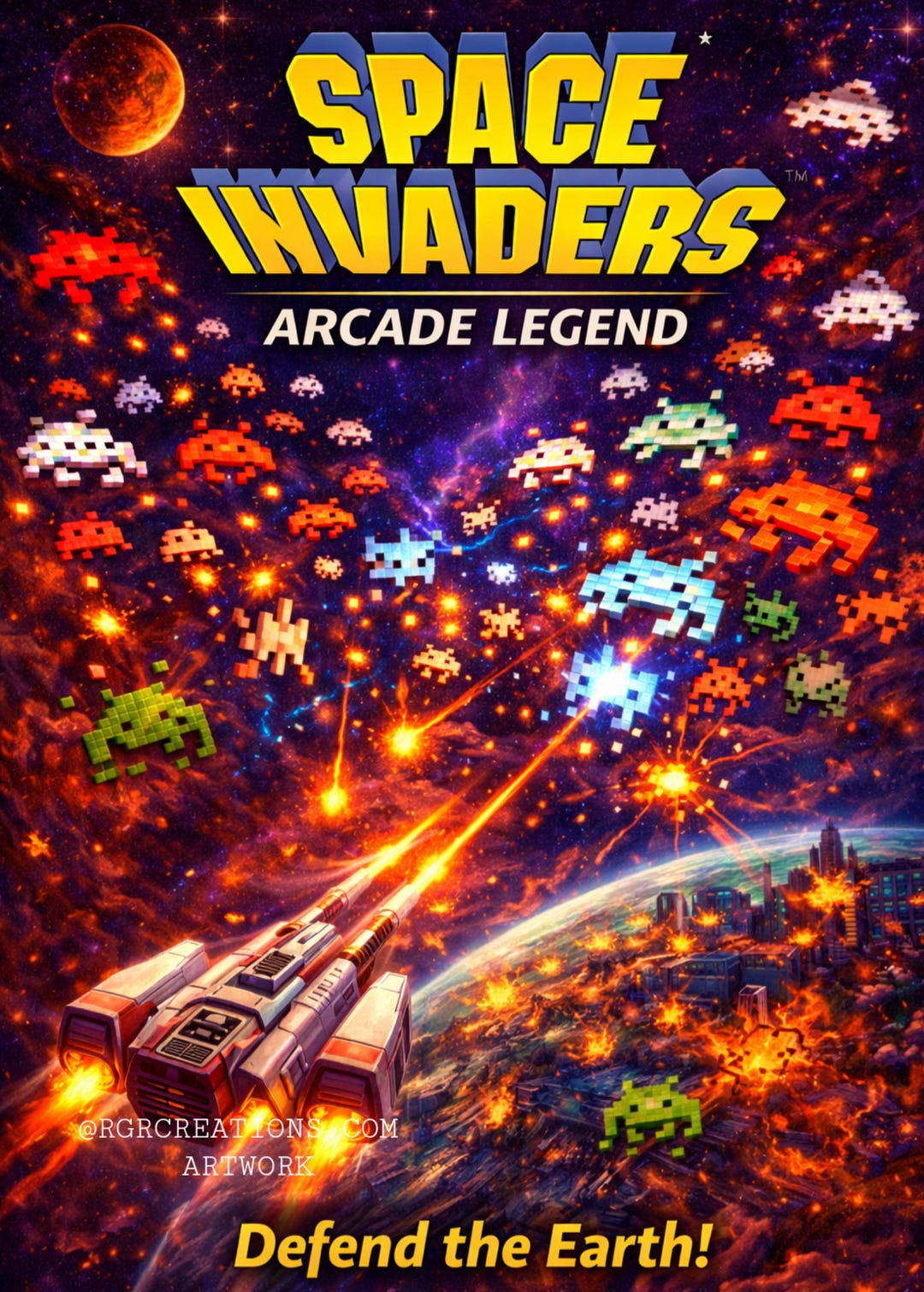Space Invaders Arcade Legend Poster | Retro Gaming Wall Art (digital ...