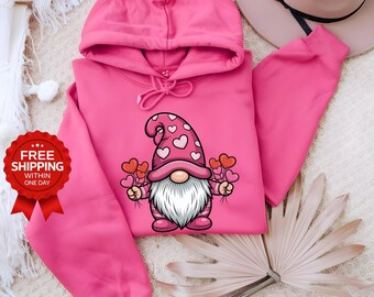 Valentine Gnome T-Shirt, Cute Love Gnome Shirt, Heart Gnome Graphic Tee, Valentine’s Day Gift for Couples