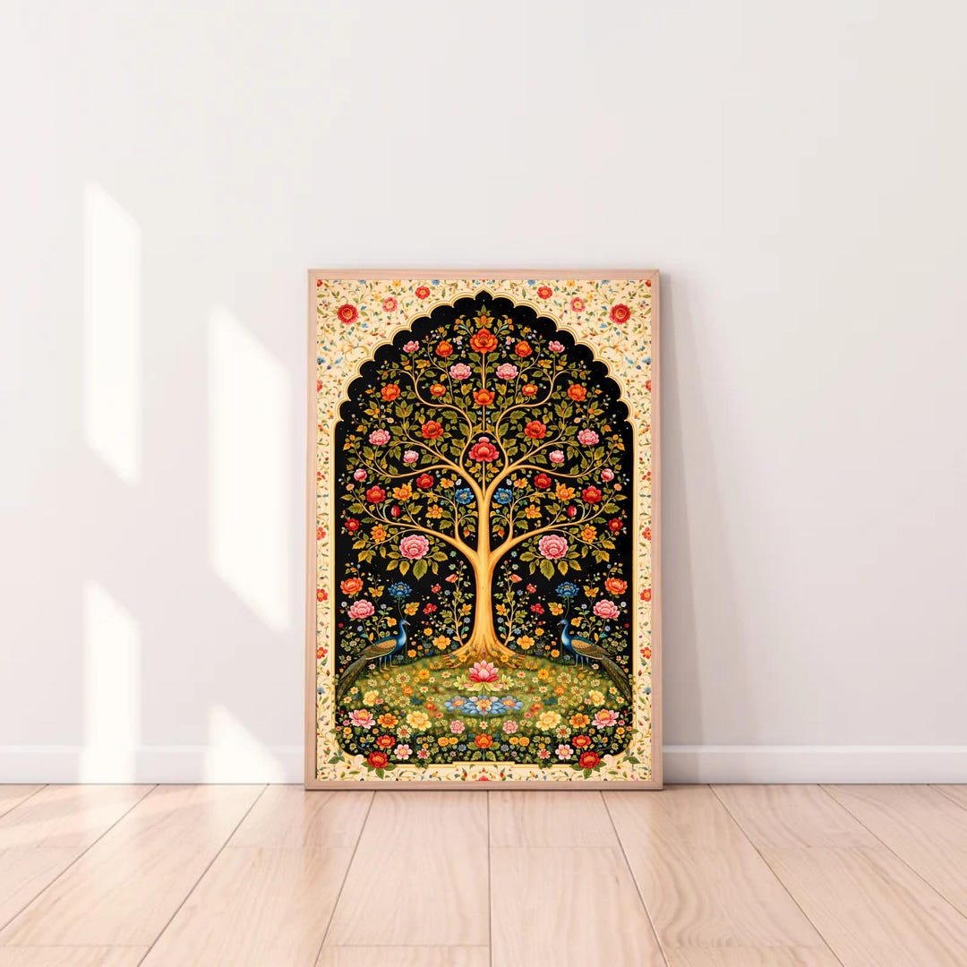 Pichwai Tree of Life Art Print: Indian Floral Painting (digital ...