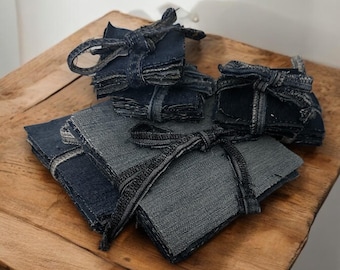 Upcycled Denim Squares Bundle - Stoffquadrate zum Basteln, Quilten, Taschenbau - verschiedene Blautöne - zeitsparende, vorgeschnittene Stücke
