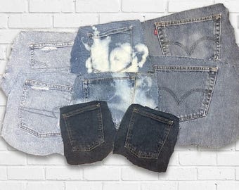 8 Stück, 4 Paar, Up-cycled Denim Hosentaschen - DIY Bastelbedarf - Wiederverwendete Jeanstaschen - Bündel diese 8 exakten Stücke, SETS
