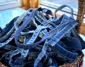 10 Meter, Denim Blue Jeansnähte Verwertete Blue Jeansnähte, Zubehör für Kunsthandwerk Upcycle