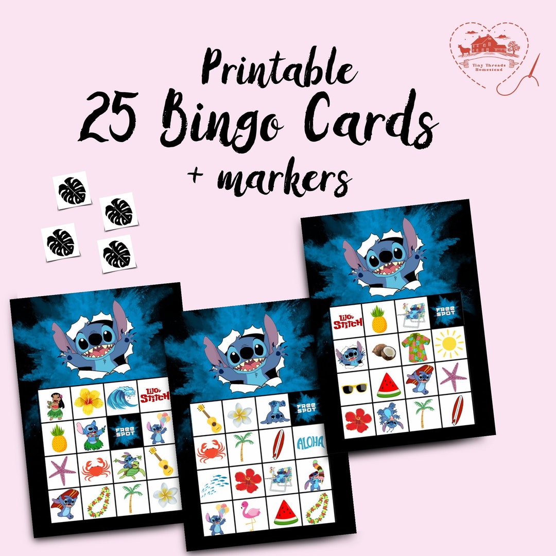 Stitch Birthday Bingo Cards, Party Games, LILO & STITCH Birthday Theme ...