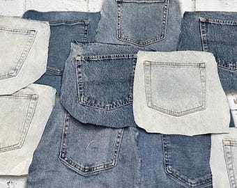5 Paar passende Taschen = 10 Denim-Taschenpaket zur Wiederverwendung - Upcycled Pants Pockets - diese TEN Taschen - DIY Bastelbedarf
