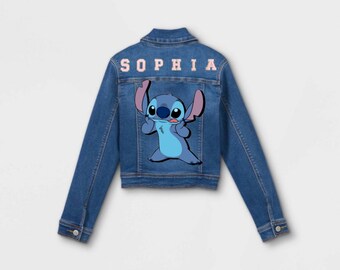 Benutzerdefinierte HANDPAINTED Stitch Kids Jeansjacke - Made to Order -